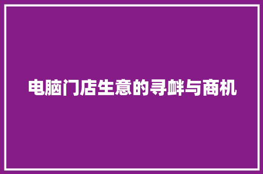 电脑门店生意的寻衅与商机