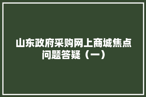 山东政府采购网上商城焦点问题答疑（一）
