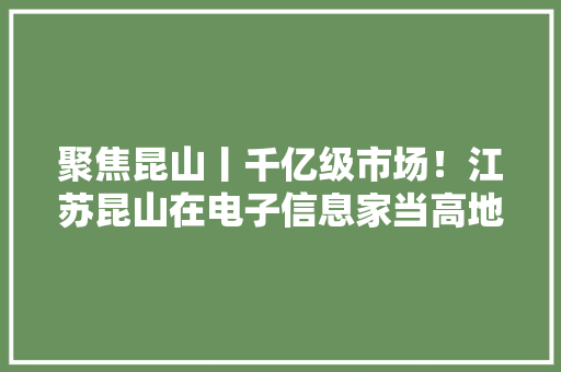 聚焦昆山丨千亿级市场！江苏昆山在电子信息家当高地上锻造更强韧性