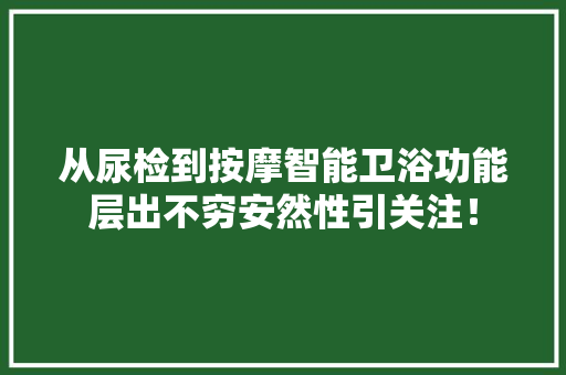 从尿检到按摩智能卫浴功能层出不穷安然性引关注！
