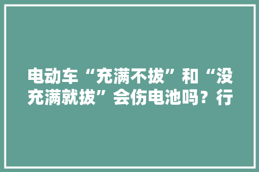 电动车“充满不拔”和“没充满就拔”会伤电池吗？行内人说实话