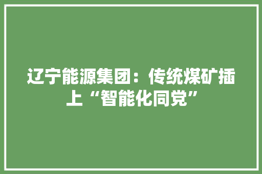 辽宁能源集团：传统煤矿插上“智能化同党”
