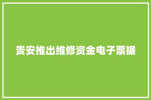 贵安推出维修资金电子票据