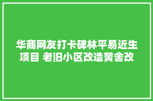 华商网友打卡碑林平易近生项目 老旧小区改造黉舍改扩建最受关注
