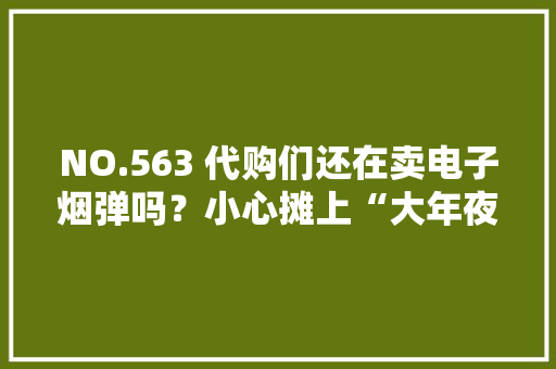 NO.563 代购们还在卖电子烟弹吗？小心摊上“大年夜事儿”