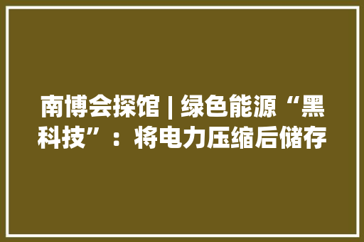 南博会探馆 | 绿色能源“黑科技”：将电力压缩后储存在盐穴里需要时再释放