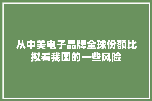 从中美电子品牌全球份额比拟看我国的一些风险