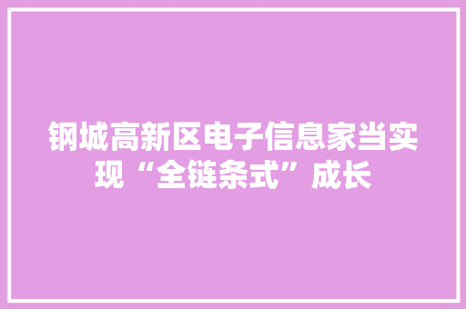 钢城高新区电子信息家当实现“全链条式”成长