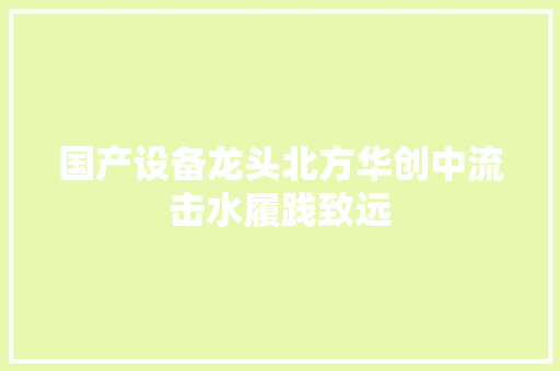 国产设备龙头北方华创中流击水履践致远