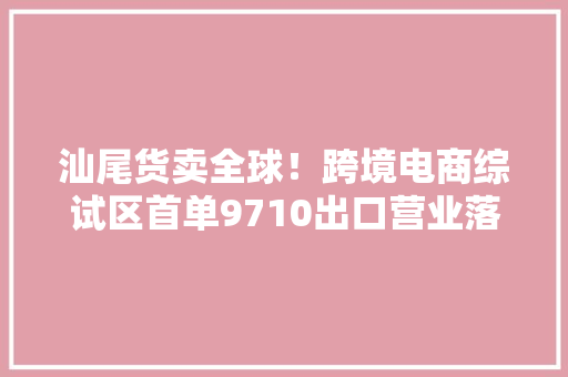 汕尾货卖全球！跨境电商综试区首单9710出口营业落地