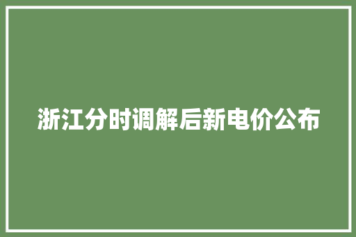 浙江分时调解后新电价公布
