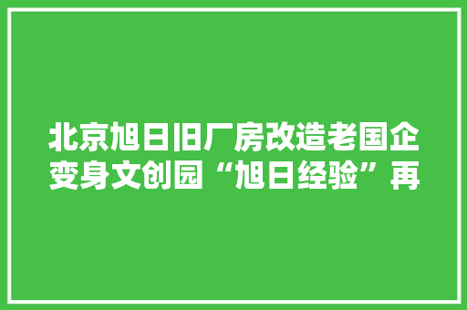 北京旭日旧厂房改造老国企变身文创园“旭日经验”再添新活力