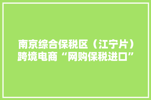 南京综合保税区（江宁片）跨境电商“网购保税进口”第一单成功落地