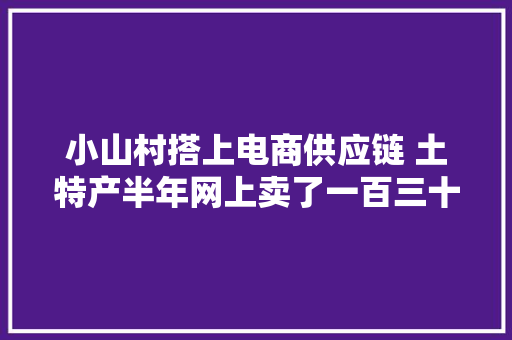 小山村搭上电商供应链 土特产半年网上卖了一百三十多万元