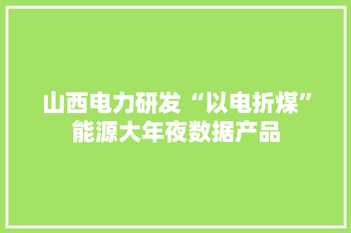 山西电力研发“以电折煤”能源大年夜数据产品