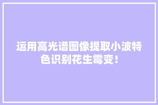 运用高光谱图像提取小波特色识别花生霉变！