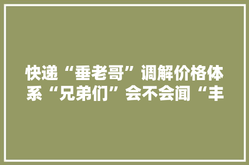 快递“垂老哥”调解价格体系“兄弟们”会不会闻“丰”涨价？