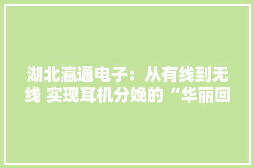 湖北瀛通电子：从有线到无线 实现耳机分娩的“华丽回身” 湖北瀛通电子：从有线到无线 实现耳机分娩的“华丽回身” 智能家居