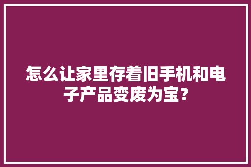 怎么让家里存着旧手机和电子产品变废为宝？