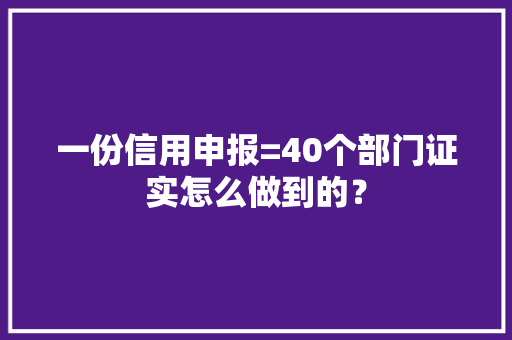 一份信用申报=40个部门证实怎么做到的？
