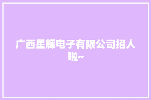 广西星辉电子有限公司招人啦~ 广西星辉电子有限公司招人啦~ 智能家居