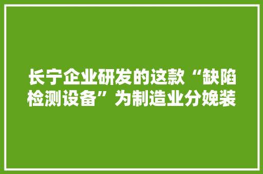 长宁企业研发的这款“缺陷检测设备”为制造业分娩装上“火眼金睛”