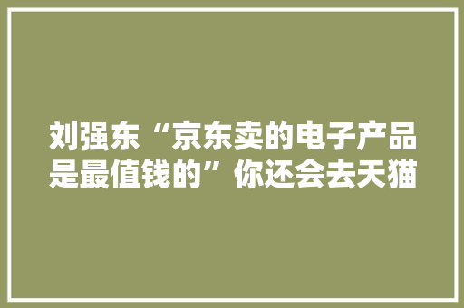 刘强东“京东卖的电子产品是最值钱的”你还会去天猫买吗？