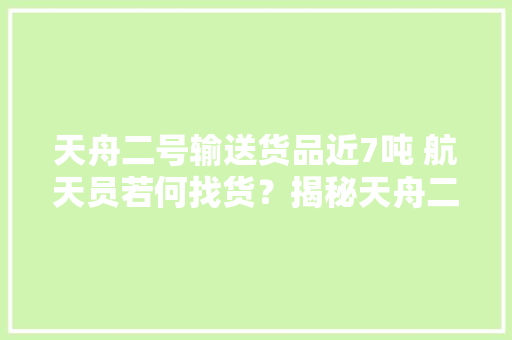 天舟二号输送货品近7吨 航天员若何找货？揭秘天舟二号“智能货柜”