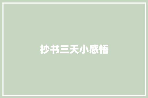 抄书三天小感悟