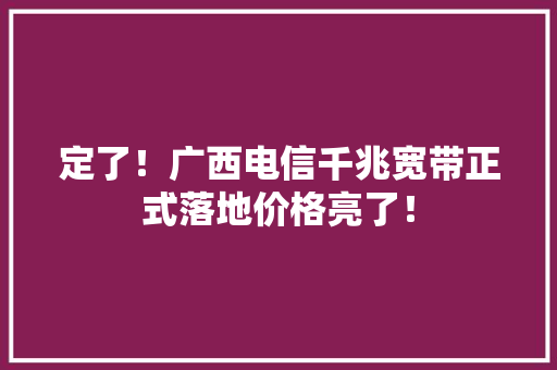 定了！广西电信千兆宽带正式落地价格亮了！