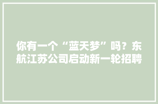 你有一个“蓝天梦”吗？东航江苏公司启动新一轮招聘