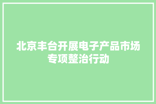 北京丰台开展电子产品市场专项整治行动