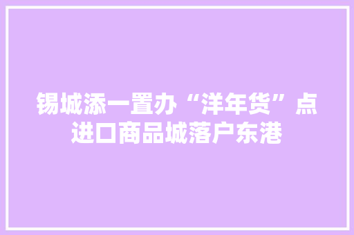 锡城添一置办“洋年货”点进口商品城落户东港