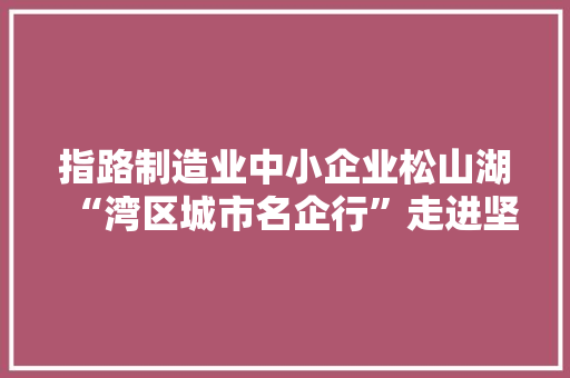 指路制造业中小企业松山湖“湾区城市名企行”走进坚朗五金