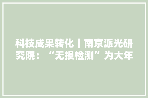 科技成果转化｜南京派光研究院：“无损检测”为大年夜国重器“问诊体检”