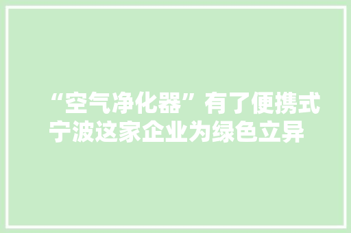“空气净化器”有了便携式宁波这家企业为绿色立异