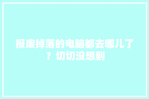 报废掉落的电脑都去哪儿了？切切没想到