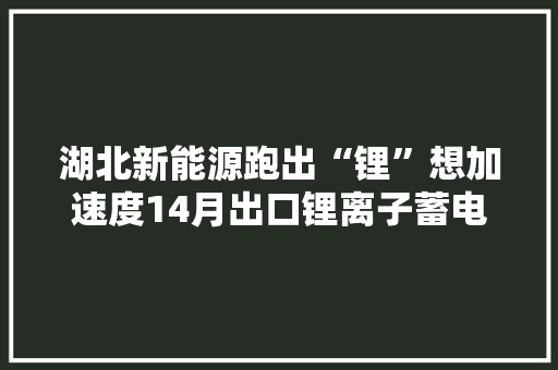 湖北新能源跑出“锂”想加速度14月出口锂离子蓄电池7.3亿元 湖北新能源跑出“锂”想加速度14月出口锂离子蓄电池7.3亿元 智能家居