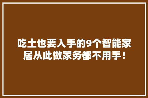 吃土也要入手的9个智能家居从此做家务都不用手！
