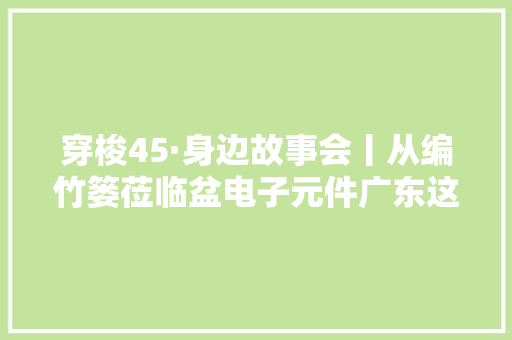 穿梭45·身边故事会丨从编竹篓莅临盆电子元件广东这家企业将一零件价格从100元降至4毛