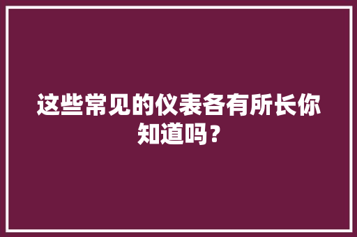 这些常见的仪表各有所长你知道吗？