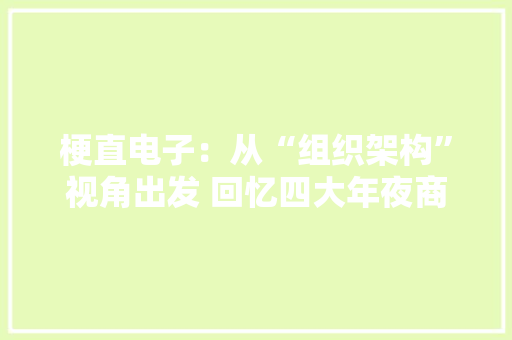 梗直电子：从“组织架构”视角出发 回忆四大年夜商业巨擘的计策变迁