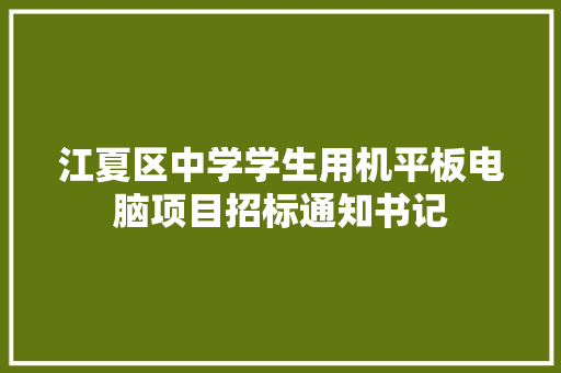 江夏区中学学生用机平板电脑项目招标通知书记