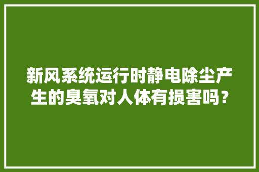 新风系统运行时静电除尘产生的臭氧对人体有损害吗？