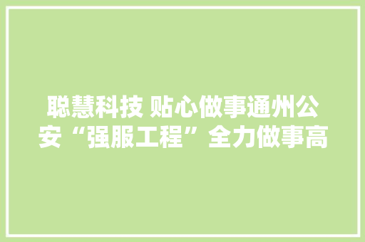 聪慧科技 贴心做事通州公安“强服工程”全力做事高质量成长
