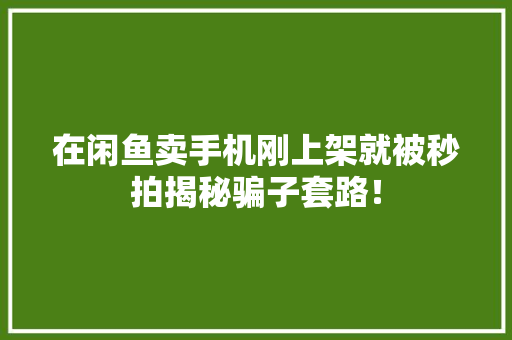 在闲鱼卖手机刚上架就被秒拍揭秘骗子套路！ 在闲鱼卖手机刚上架就被秒拍揭秘骗子套路！ 人工智能