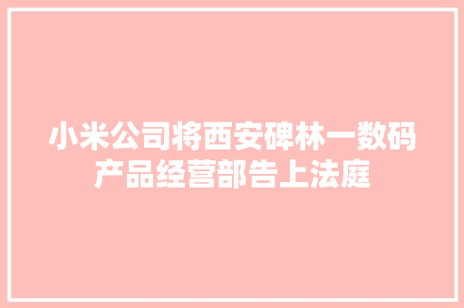 小米公司将西安碑林一数码产品经营部告上法庭