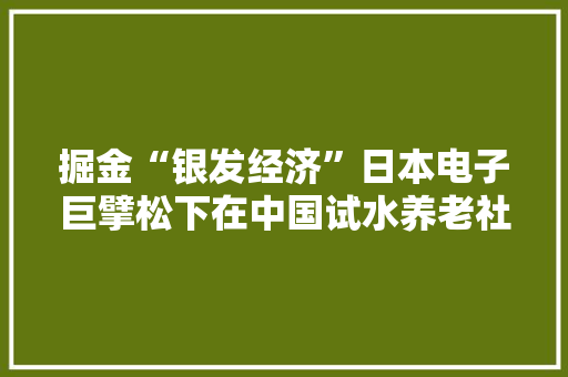 掘金“银发经济”日本电子巨擘松下在中国试水养老社区 掘金“银发经济”日本电子巨擘松下在中国试水养老社区 人工智能