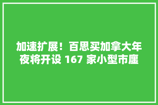 加速扩展！百思买加拿大年夜将开设 167 家小型市廛