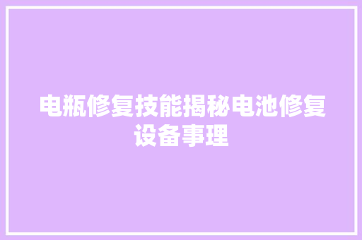 电瓶修复技能揭秘电池修复设备事理